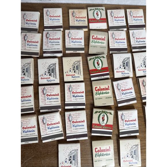 Fort Worth Arlington Texas Colonial Cafeteria Matchbooks Front Strike Unstruck - Picture 6 of 10